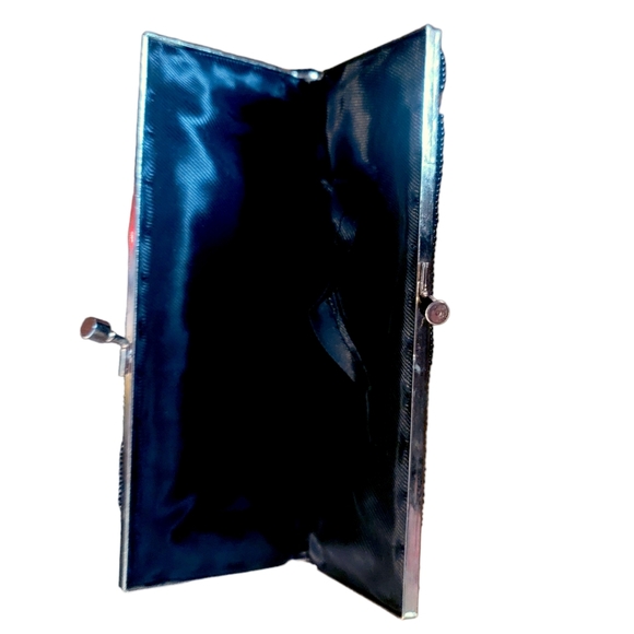 Vintage 60s Walborg Black Beaded Evening Bag Clutch - Picture 7 of 9